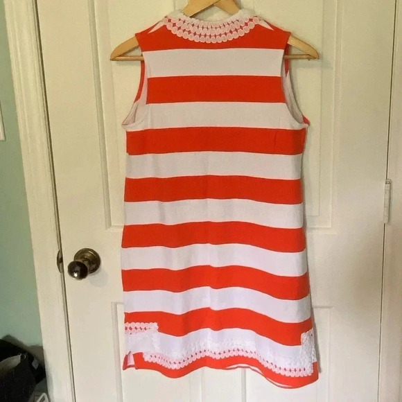 Crown & Ivy orange & white striped mini dress size petite medium - Picture 2 of 6